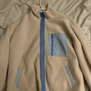 BLUE AND CREAM SHERPA JACKET